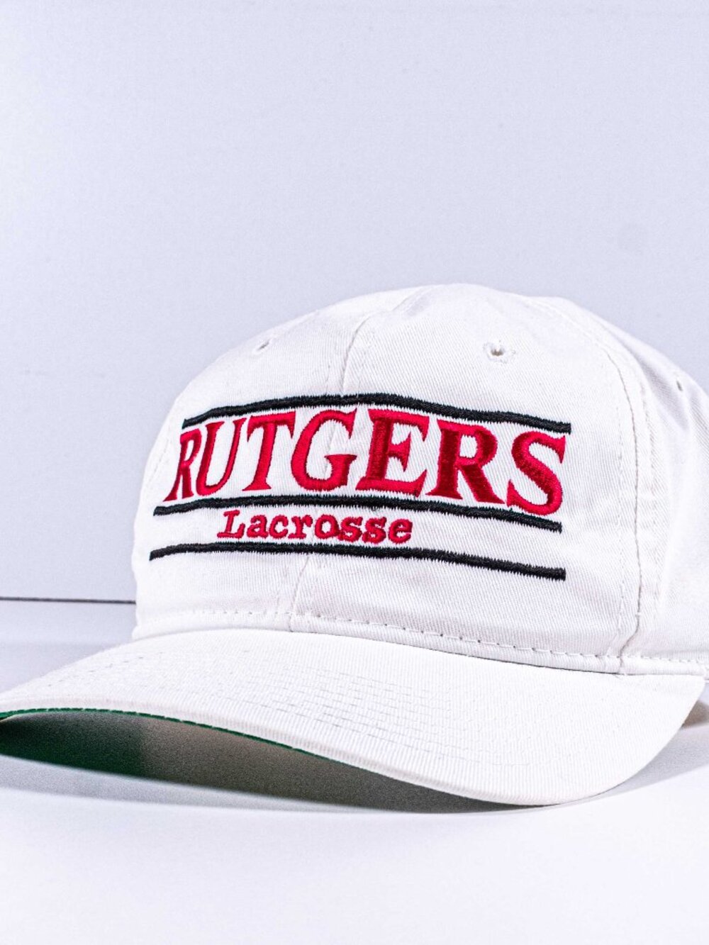 Vintage 90s Youngan Rutgers University Lacrosse Split Bar Snapback Hat Cap White